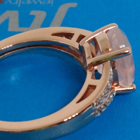 Genuine rose quartz ring in rose gold - Picture 2 of 7